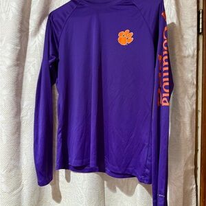 Purple Long Sleeve Tee with Orange Detail